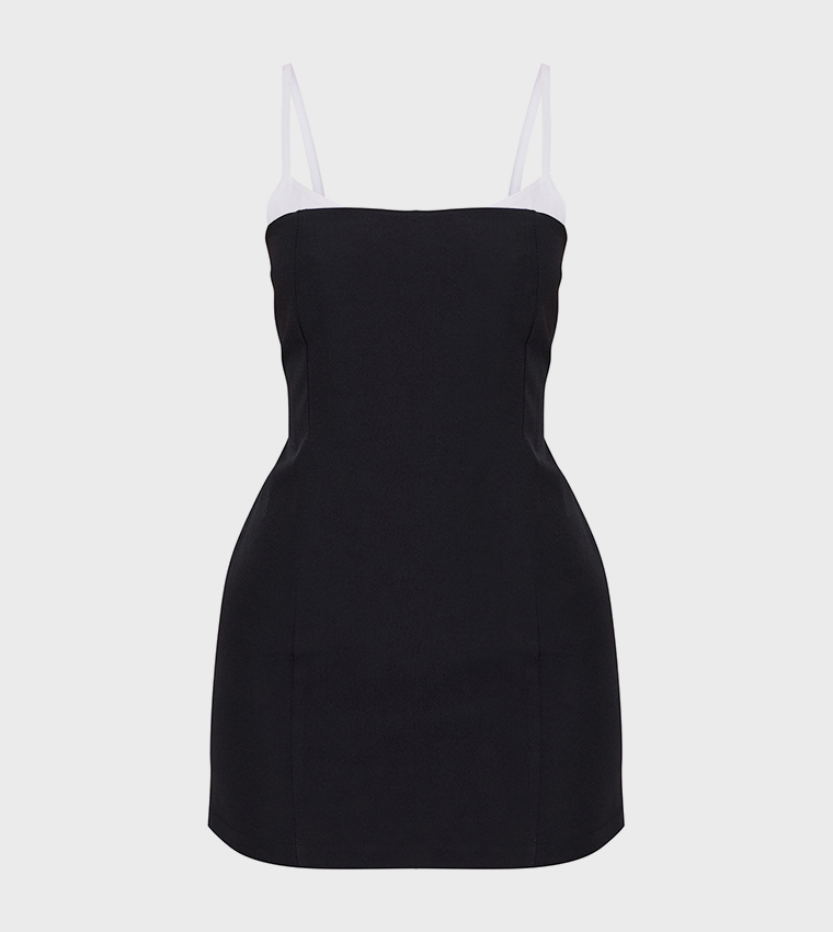 Petite Contrast Strappy Mini Dress