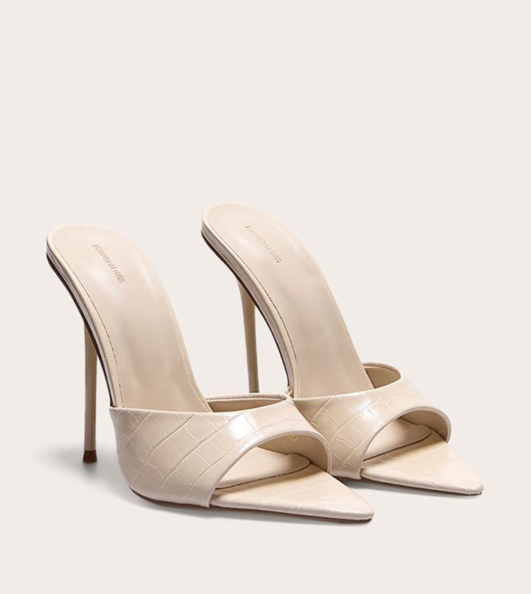Croc PU Pointed Toe Heel Pumps