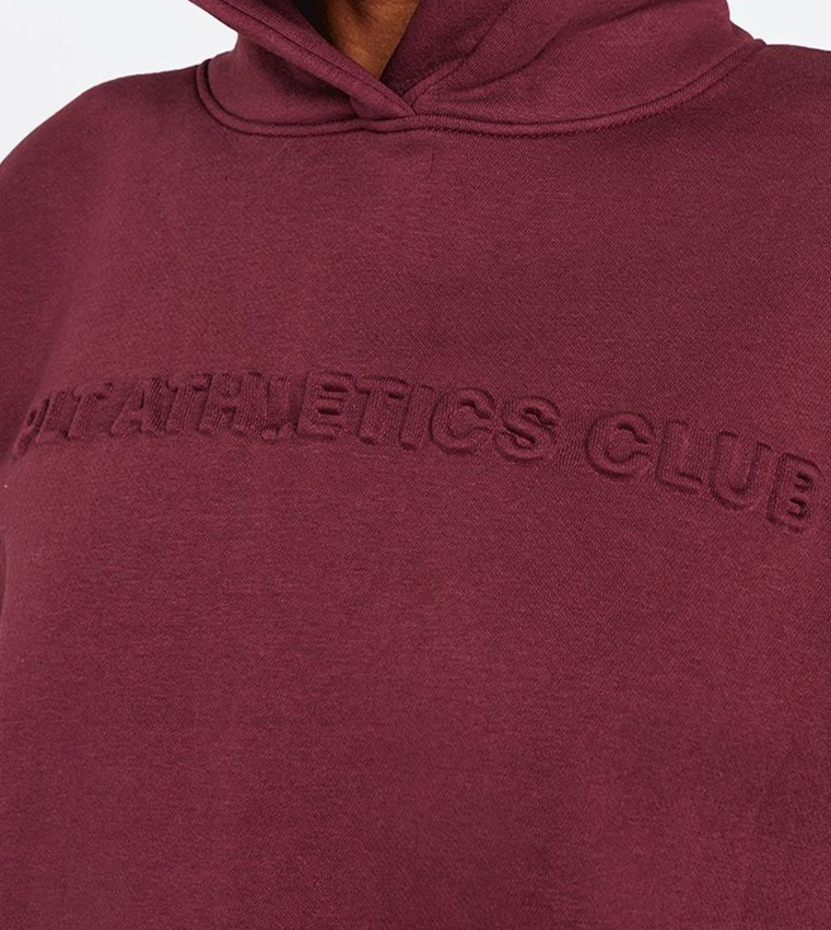 Athletics Club Embossed Graphic Oversized Hoodie