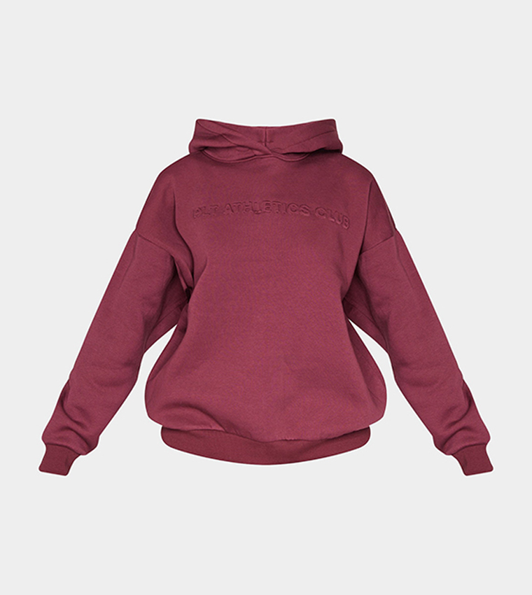 Athletics Club Embossed Graphic Oversized Hoodie