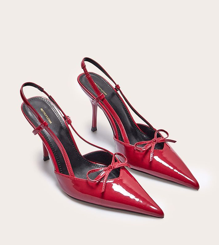 Patent PU Point Toe Bow Detail Pumps