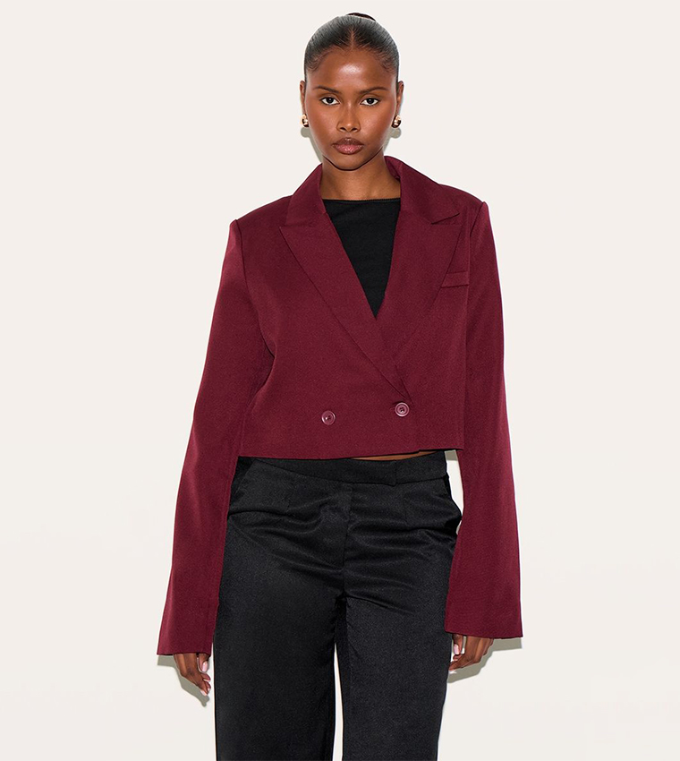 Shoulder Padded Crop Blazer