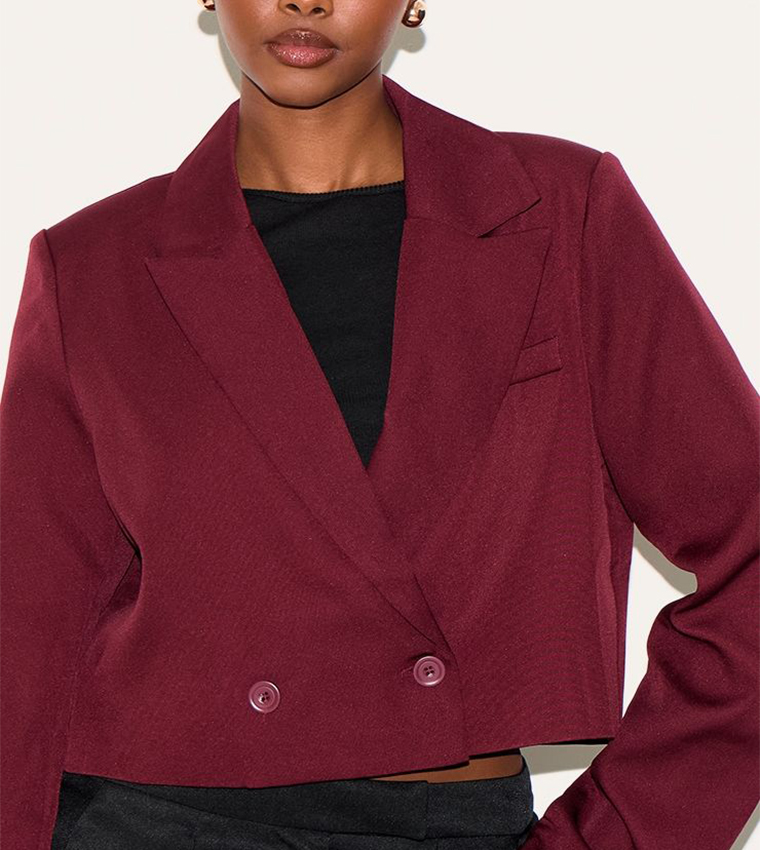 Shoulder Padded Crop Blazer