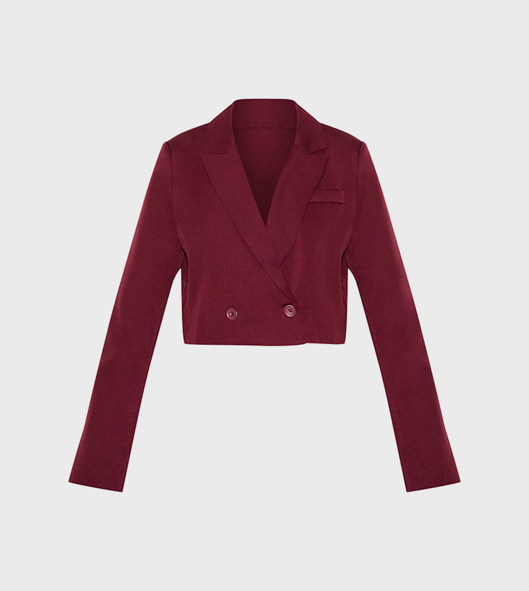 Shoulder Padded Crop Blazer