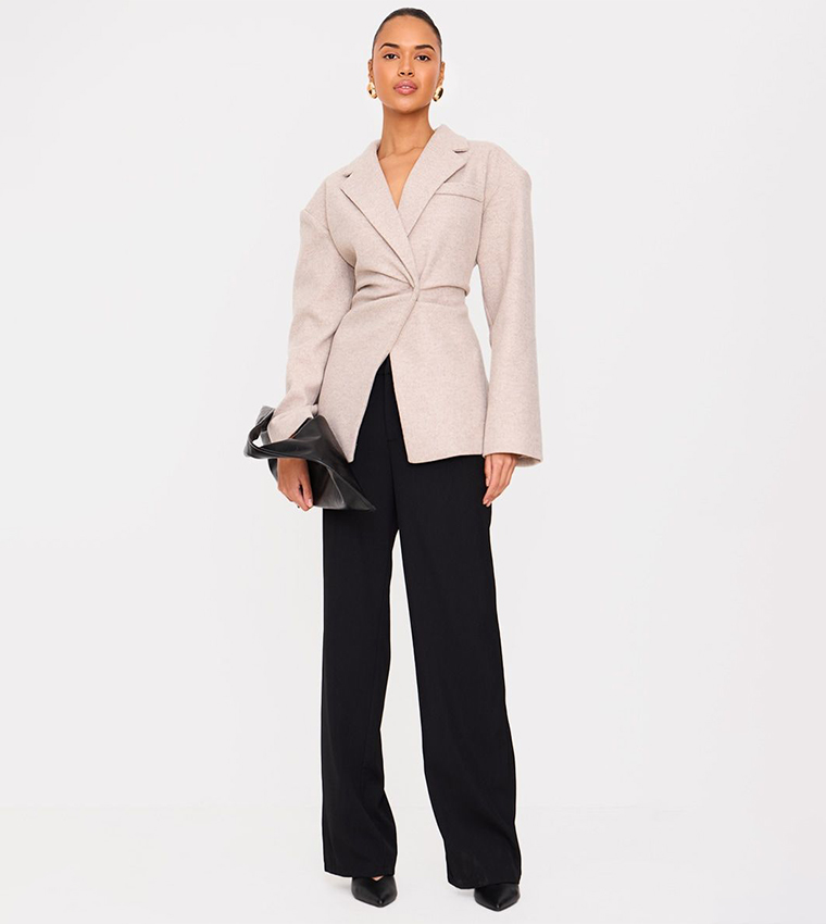 Wool Look Cinched Blazer