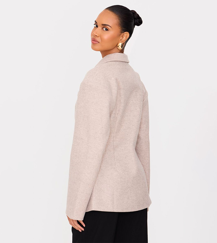 Wool Look Cinched Blazer