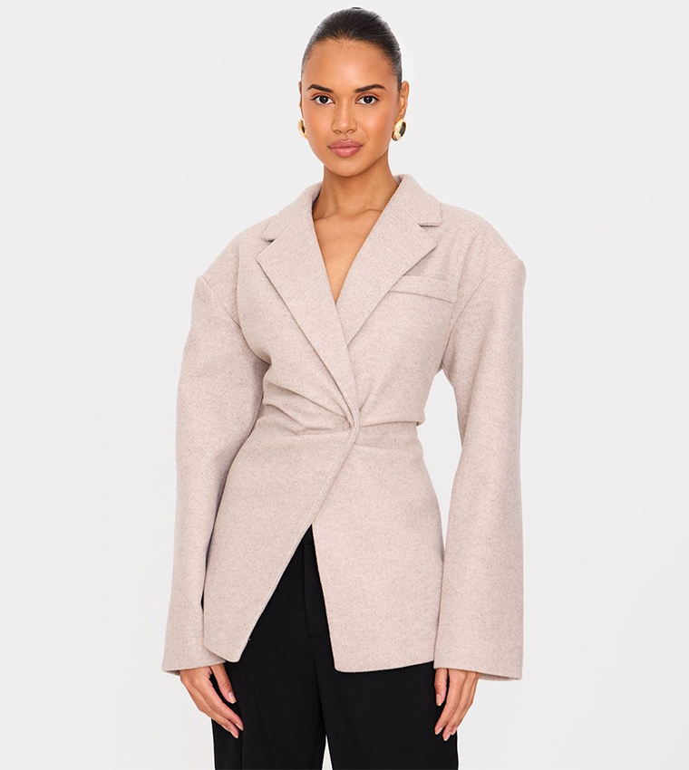 Wool Look Cinched Blazer