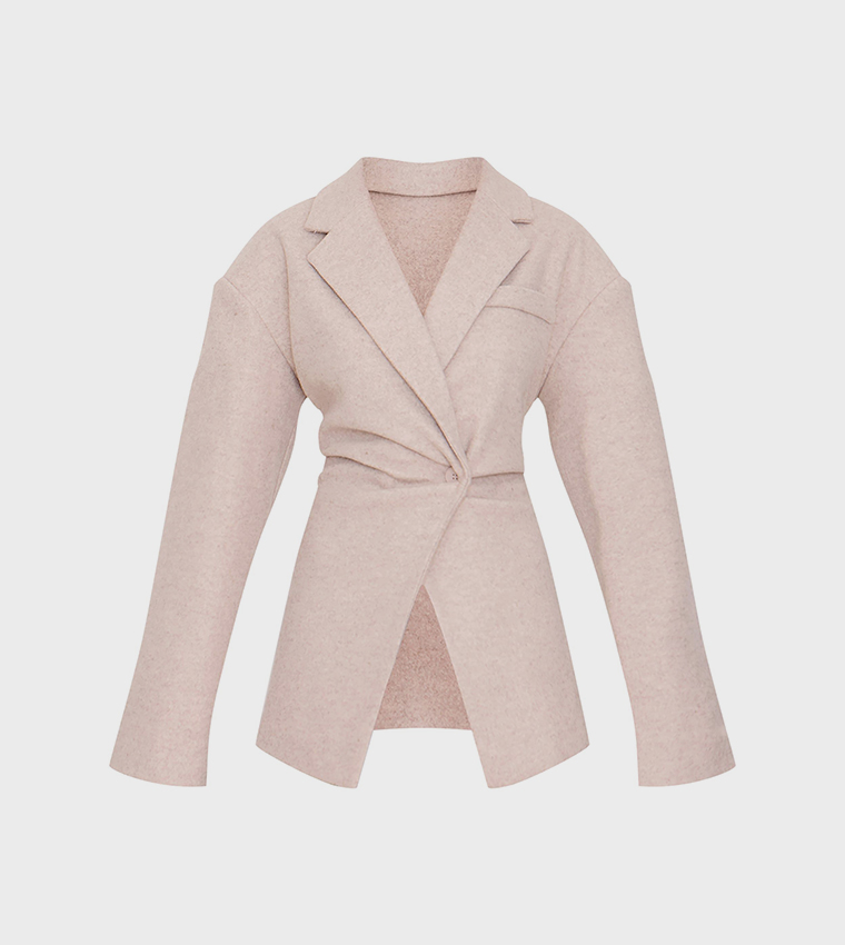 Wool Look Cinched Blazer