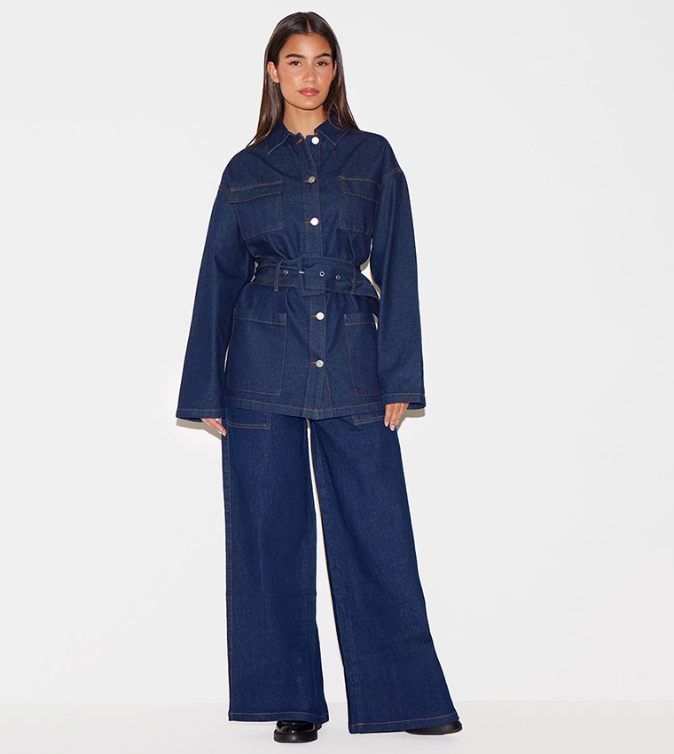 Washed Mid Rise Wide Leg Jeans