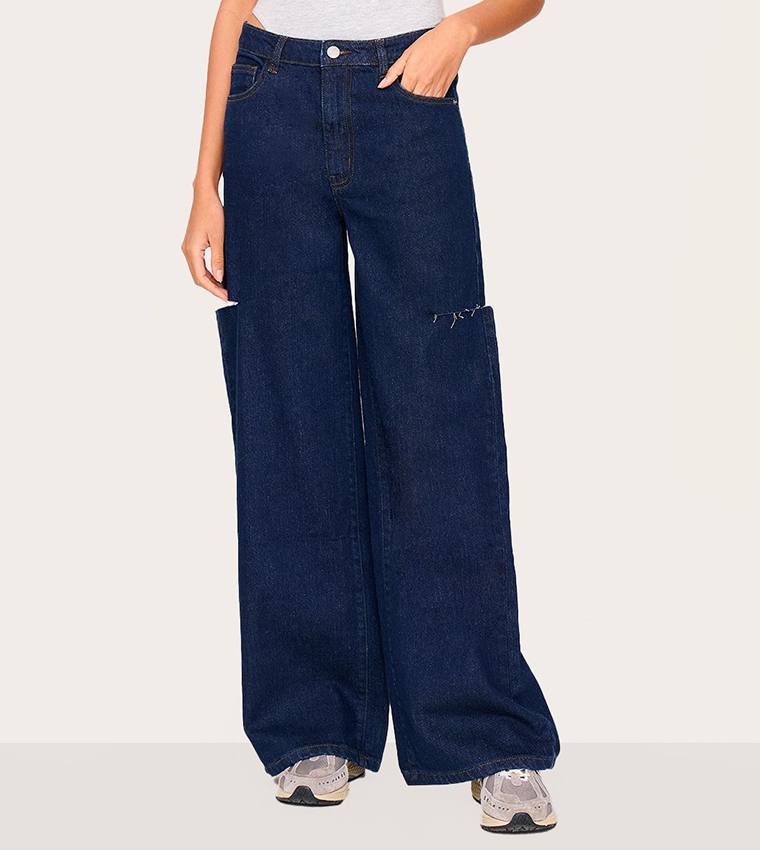 Thigh Split Wide Leg Jeans