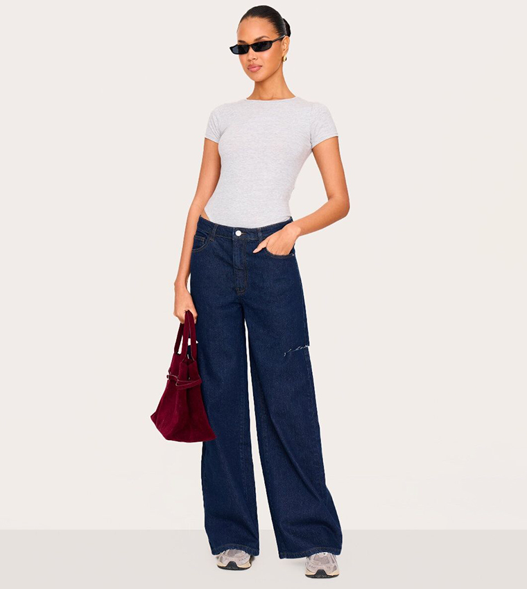 Thigh Split Wide Leg Jeans