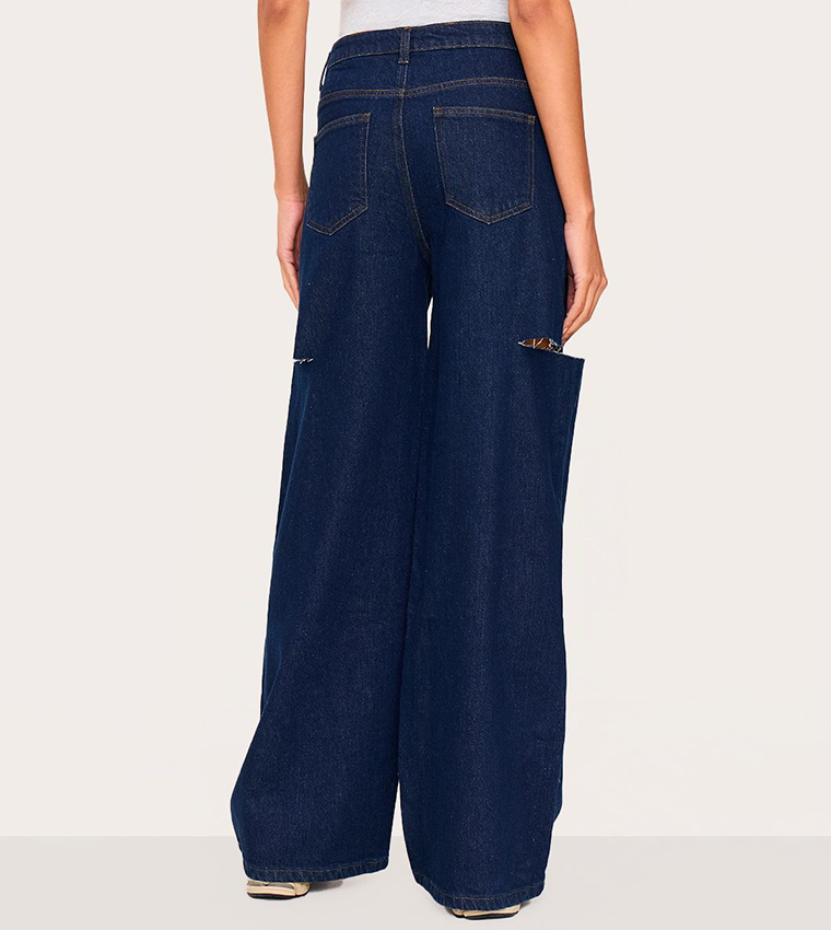 Thigh Split Wide Leg Jeans
