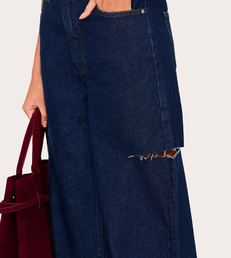 Thigh Split Wide Leg Jeans