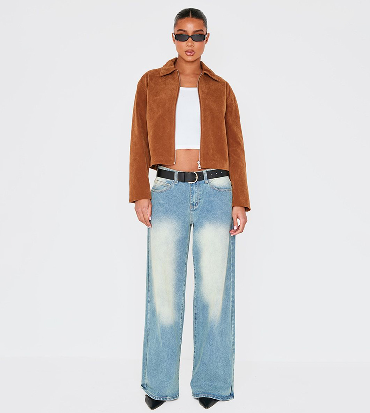 جاكيت شامواه صناعي بسحاب كامل 