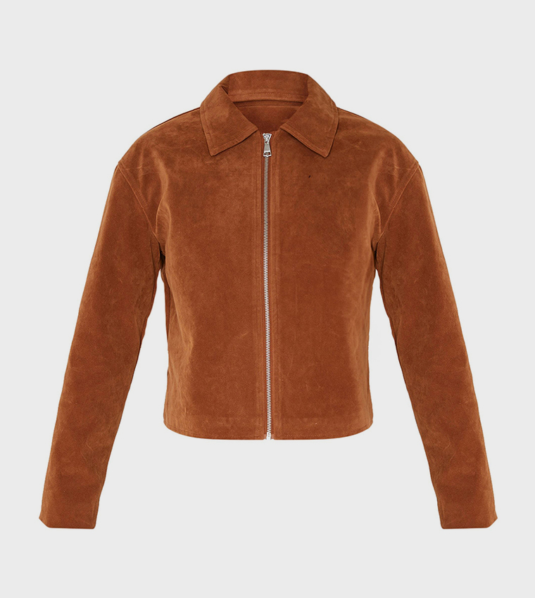 جاكيت شامواه صناعي بسحاب كامل 