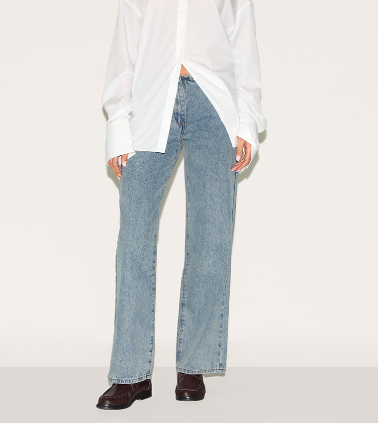 Vintage Washed Low Rise Straight Fit Jeans