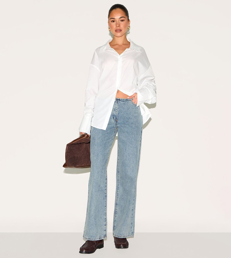 Vintage Washed Low Rise Straight Fit Jeans