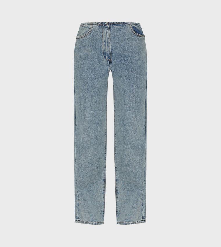 Vintage Washed Low Rise Straight Fit Jeans