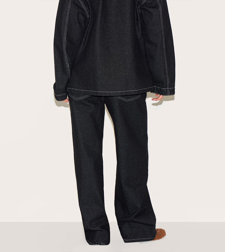 Raw Mid Rise Wide Leg Jeans