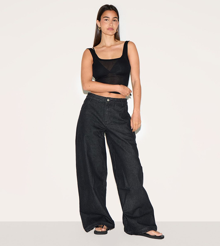 Seam Detail Low Rise Baggy Jeans