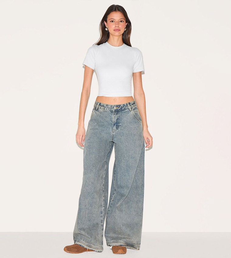 Vintage Seam Detail Low Rise Baggy Fit Jeans