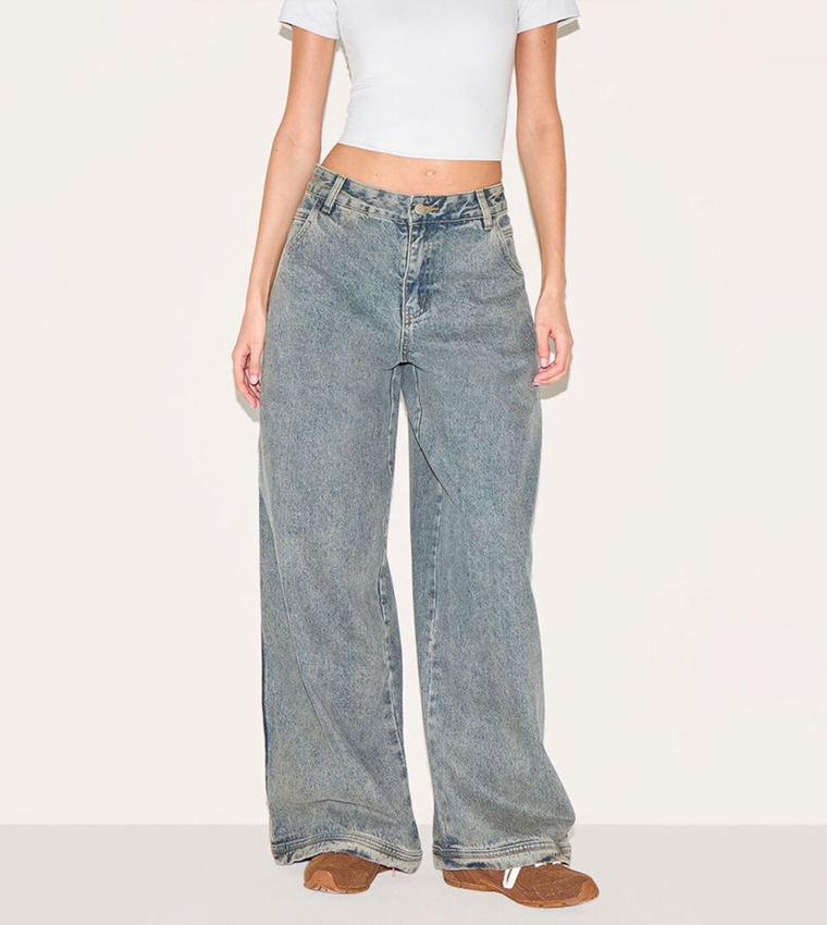 Vintage Seam Detail Low Rise Baggy Fit Jeans