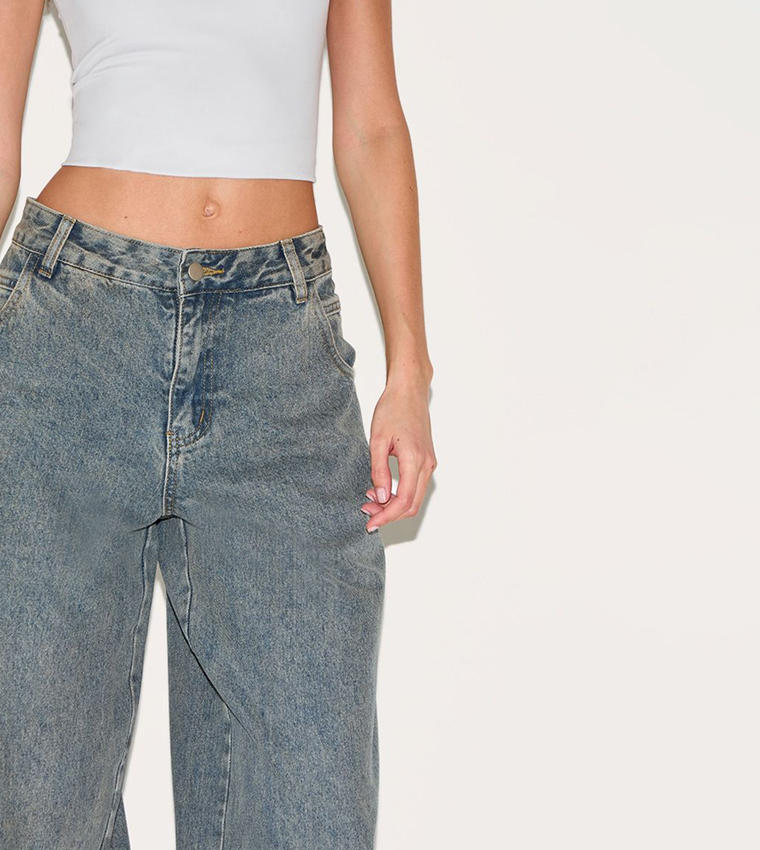 Vintage Seam Detail Low Rise Baggy Fit Jeans