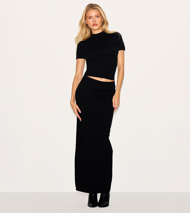 Solid Knit Maxi Skirt