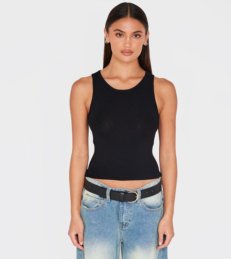Fine Knit Sleeveless Crop Top