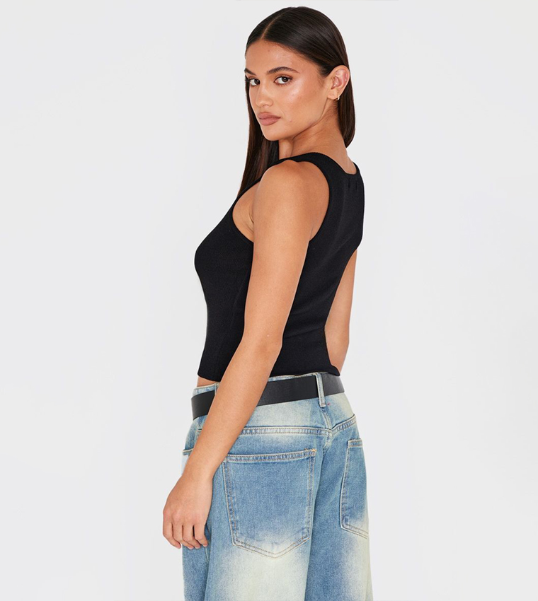 Fine Knit Sleeveless Crop Top