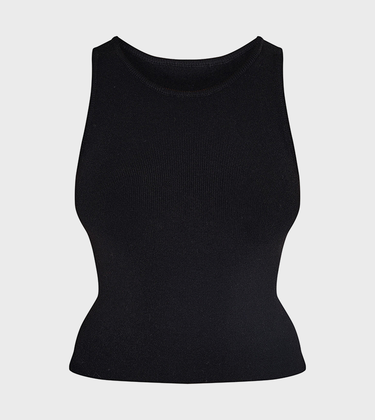 Fine Knit Sleeveless Crop Top