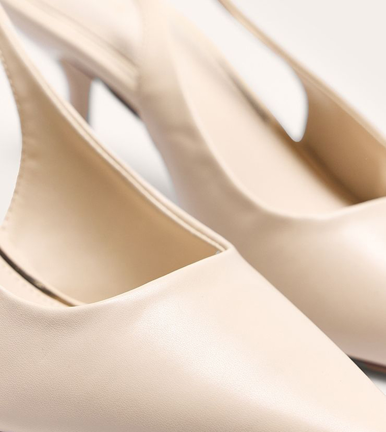 PU Pointed Toe Slingback Pumps