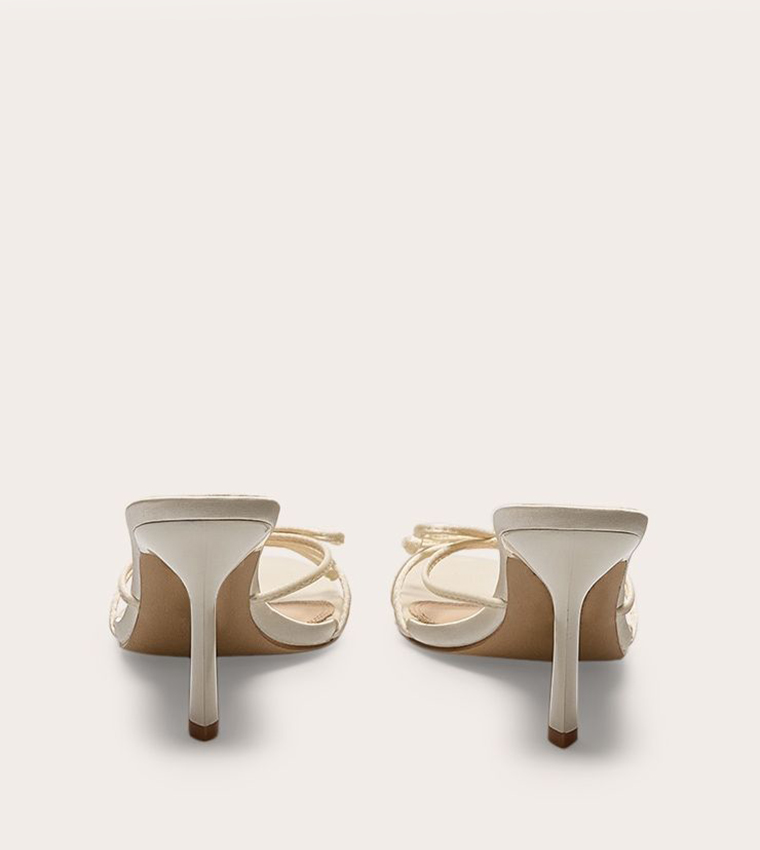 Satin Round Toe Bow Detail Heel Sandals
