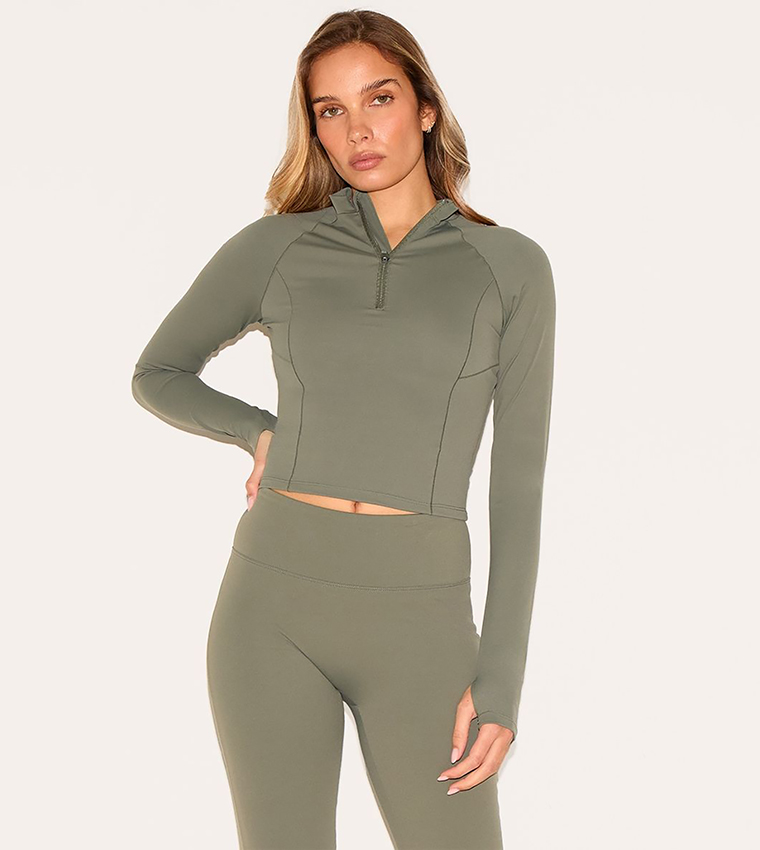 Sculpt Quarter Zip Gym Crop Top