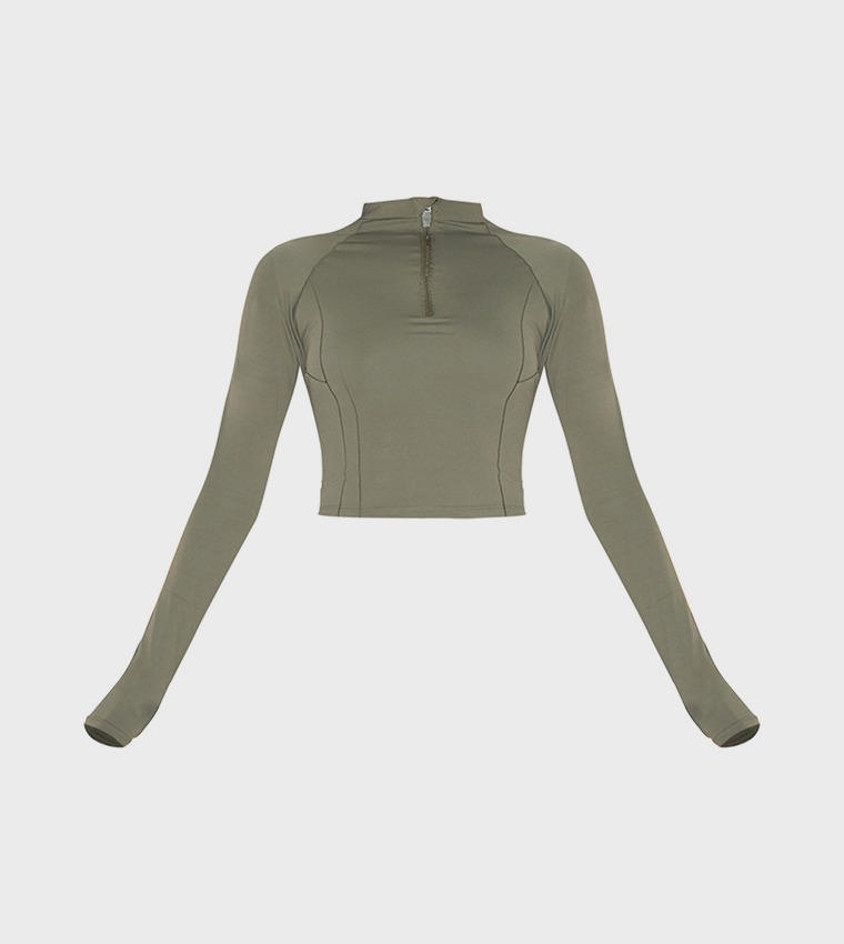 Sculpt Quarter Zip Gym Crop Top