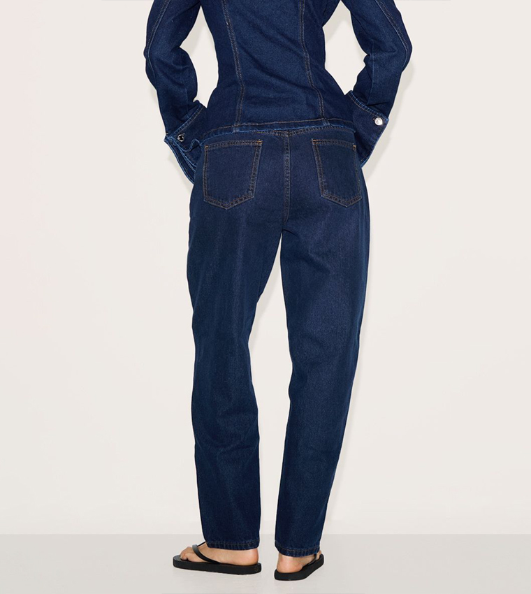 Washed High Waist Mom Fit Jeans