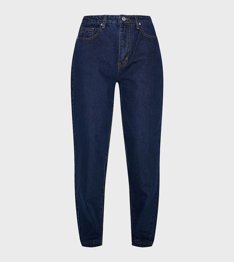 Washed High Waist Mom Fit Jeans