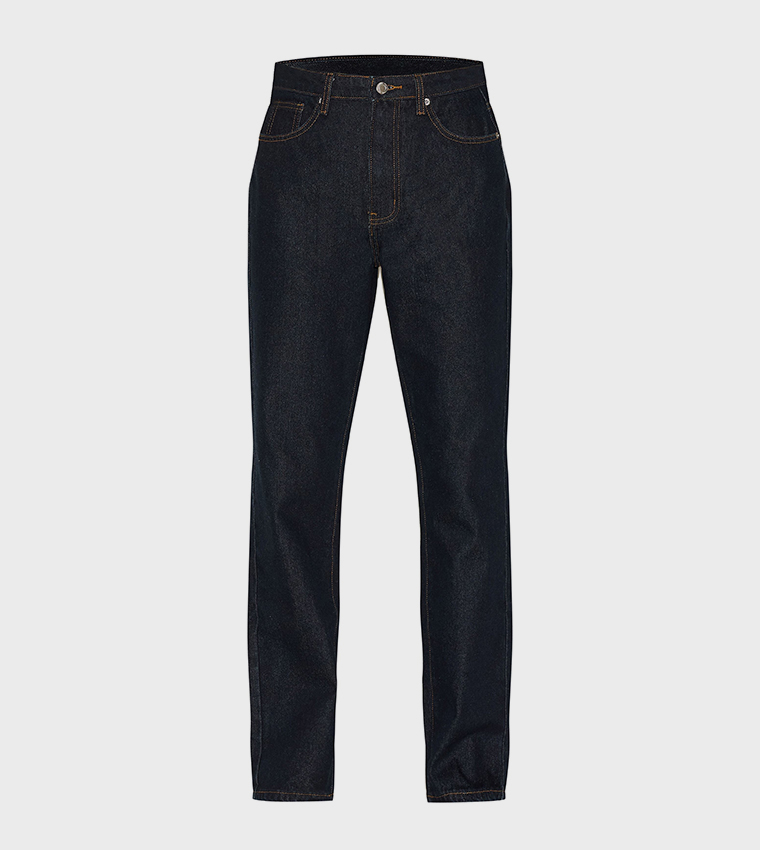 Washed High Waist Straight Fit Jeans