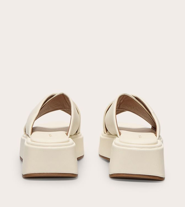PU Round Toe Cross Strap Platform Sandals