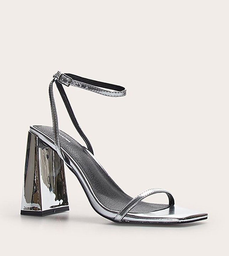 Square Toe High Block Heel Sandals