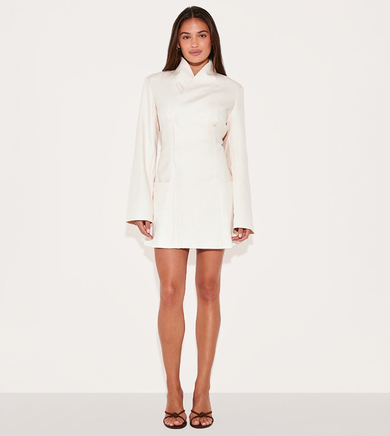 Collarless Mini Blazer Dress