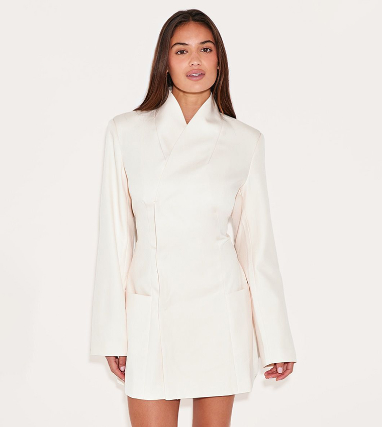 Collarless Mini Blazer Dress