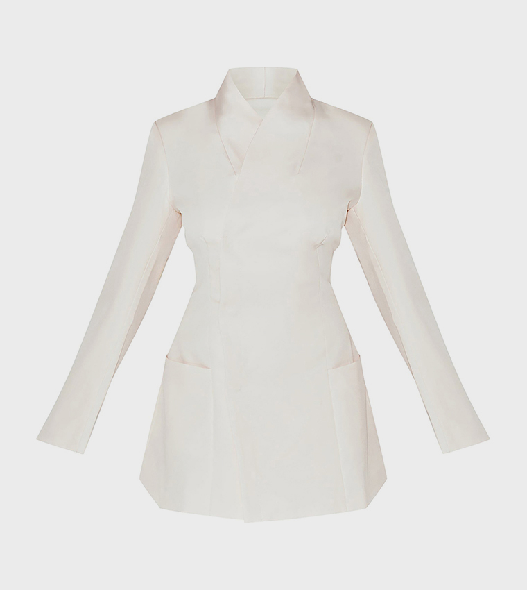 Collarless Mini Blazer Dress