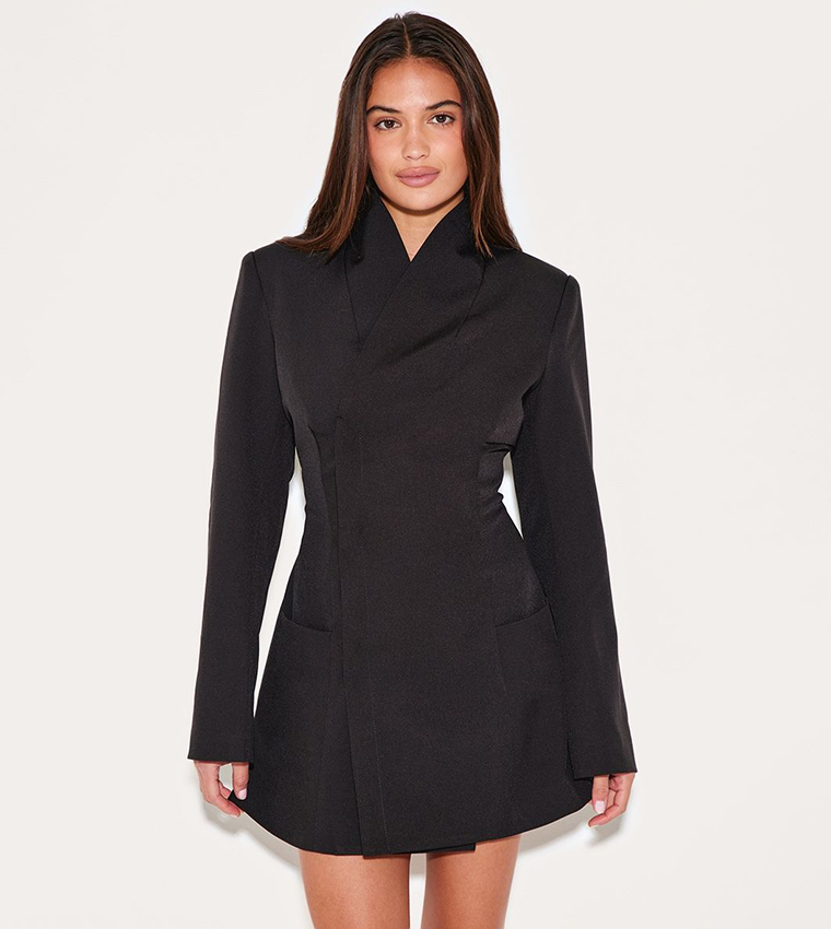 Collarless Mini Blazer Dress