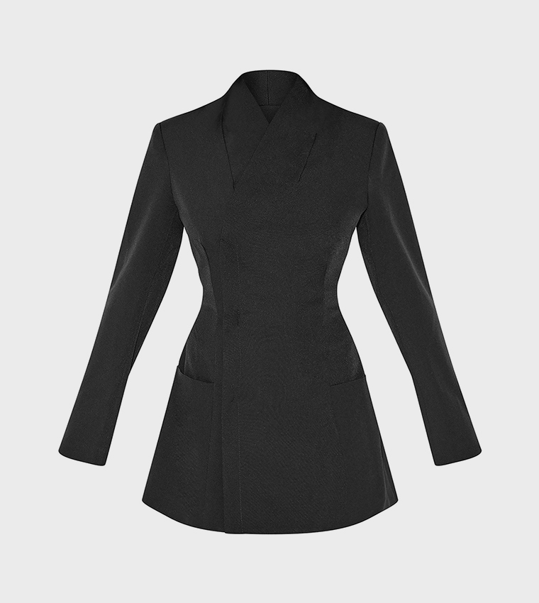 Collarless Mini Blazer Dress