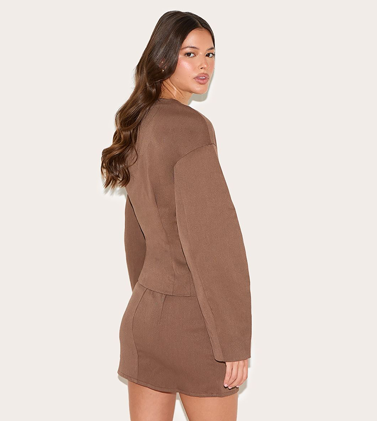 Tailored Woven Boxy Balloon Sleeves Jacket