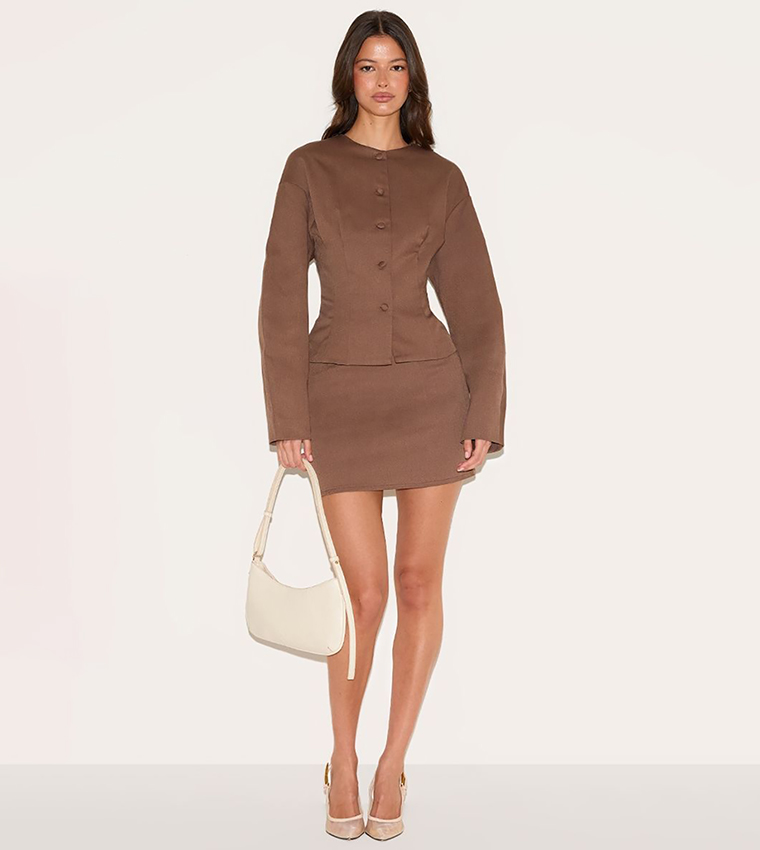 Tailored Woven Boxy Balloon Sleeves Jacket