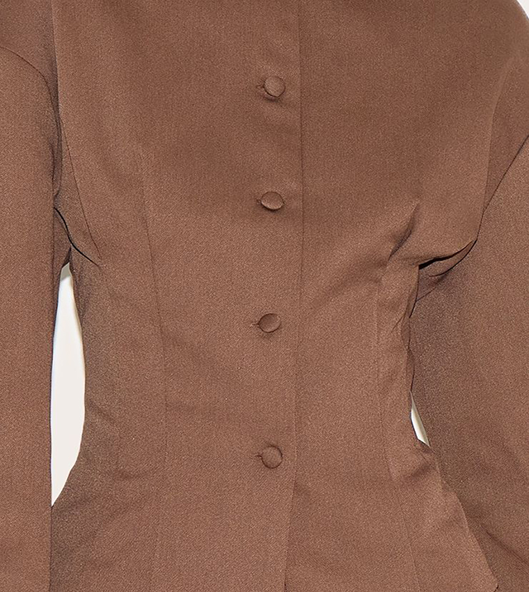 Tailored Woven Boxy Balloon Sleeves Jacket