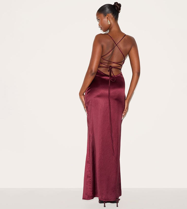 Satin Tie Back Maxi Dress