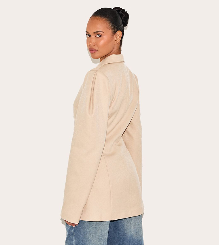 Drop Shoulder Cinch Waist Extreme Oversized Blazer